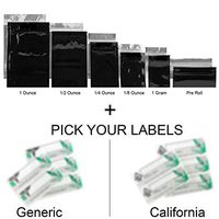 100 Black & Clear Smell Proof Barrier Bags w/Identification Labels – Multiple Sizes – 4 MIL – Heat Seal/Zipper – Child Resistant (California Labels, 1/4 Ounce - 4" x 6.5" x 1.78")