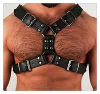 Carinloing Mans Thick Armor Genuine Leather Full Chest Harness Body Chest Harness with Metal Rings Adult Back