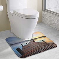 BradStaplesz Unisex Boat On The Lake with Silhouettes of Trees Soft U-Shaped Toilet Toilet Carpet 15.8"x19.3"