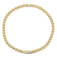 HiTreasure Mens Women Gold Titanium Steel CZ Zircon Magnetic Therapy Chain Necklace for Neck Arthritis Headaches