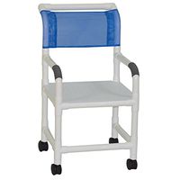 MJM International 118-3TW-F Standard Shower Chair with Flat Stock Seat, 300 oz Capacity, 40.5" Height x 22" Width x 25.25" Depth, Royal Blue/Forest Green/Mauve