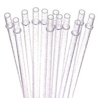 Dakoufish BPA-Free 12 Piece 9 Inch Reusable Clear Plastic Glitter Sparkle Drinking Straw Plus one Cleaning Brush（Clear，9inch）