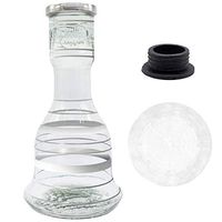 Khalil Mamoon Base, Silicone Shisha Grommet, and VeeBoost Hookah Base Protector, Replacement and Protective Parts, Glass Vase 3 Piece Set (Silver, Large)