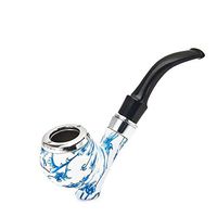 RUIMA Durable Pipe Blue and White Porcelain Pipe can Stand Blue and White Resin Cigarette Holder Curved bakelite Pipe