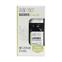 Aura Cacia Discover 100% Pure Lavender Essential Oil | GC/MS Tested for Purity | 7.4 ml (0.25 fl. oz.) in Box with Uses Insert | Lavandula angustifolia