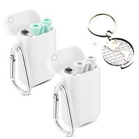 Foldable Silicone Straw with Keychain, Collapsible Reusable Straws with Case, BPA FREE Drinking Turtle Straws for 20oz/30oz Tumblers/Yeti- 2 pack(Grey/Green)