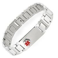 Ultra-Thin Medical Alert ID Bracelet with 2 GB USB Stainless Steel
