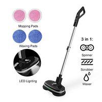 Mamibot Cordless Electric Mop Dual Spin Mopping Polisher 3-in-1 Scrubber Waxer Floor Cleaner 180°Rotation Rechargeable with Water Spray,LED, Adjustable Handle and 4 Replaceable Mop Pads for Wooden Tile Marble Vinyl and Laminated Flooring(Black)