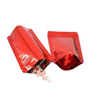 100 Pcs Colorful Stand Up Zip Lock Bags Pouch,Mylar Aluminum Foil Standing Zipper Plastic Pouches Bags Bottom Gusset Pouch Keep Aroma Zip Lock Bags (Red, 16x24x4 cm(6.3"x9.45"x1.57"))