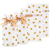ADIDO EVA Gold Polka Dots Plastic Drawstring Treat Bags Pouch Candy Buffet Gift Wrapping Bags for Wedding Holiday Party Favors (9 x 6 x 2 inch 50 Packs)