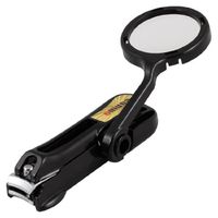 DealMux Plastic Curved Edge Grip Nail Clipper Cutter Beauty Tools Black w 2X Magnifier