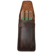 Rustic Leather Cigar Case Holder for Three 50 Ring Cigars Handmade by Hide & Drink :: Bourbon Brown