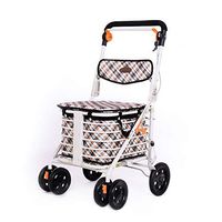 NACHENW 4-Wheel Walker Walker Bag Shopping Basket Trolley Adjustable Height 4 Round Folding Walking Frame