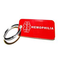 My Identity Doctor - Pre-Engraved Hemophilia Plastic Medical Alert ID Keychain, Small 2.25 x .79 Inch