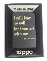 Zippo Custom Lighter - I Will Fear No Evil Bible Verse Psalm 23:4 - Black Matte