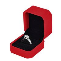 HOUSWEETY 1PC Fashion Red Square Velvet Jewelry Earring Ring Package Display Box Case 5x5.5cm