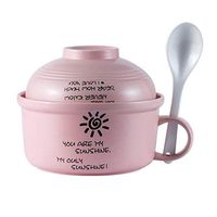 AXZHYX Bowl Ceramic Japanese Bowl - Creative Bowl with Covered Family Bowl Hotel Tableware Home Noodles Boiled Fish Soup Bowl (Color : Pink)