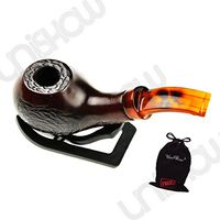 UNISHOW® Authentic Marbleized Cigarette Tobacco Smoking Pipe w/a Free Velvet Pouch (Purplish Red)