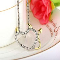 Silver Hot Love Heart Accent Devil Heart Necklace Pendant Jewelry Accessories Prom Woman Pretty Beautiful Bright Stylish Simple Lovely Aesthetic Fashionable