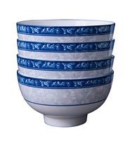 Bowl Blue And White Porcelain Bowl Household Ceramic Tableware Combination Underglaze Color Set 4.5 Inch High Bowl Hotel tableware home noodles boiled fish soup bowl ( Color : 5 Inches 12.36.8cm )