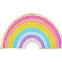 Blue Panda Rainbow Party Napkins with Gold Foil (50 Count), 6.5 Inches