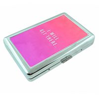 I Will Get There Em1 Hip Silver Cigarette Case Id Holder Metal Wallet 4" X 2.75" RFID Protection