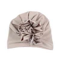 Ugthe Baby Photography Solid Color Flower Knot Baby Girl Beanie Hat Soft Elastic Turban Cap Photo Props - Grey
