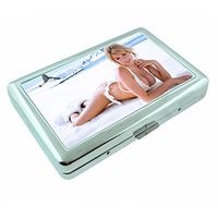 Finland Pin Up Girls Finnish Europe S6 Silver Cigarette Case Metal Wallet Id Holder King & 100's 4" X 2.75" RFID Protection