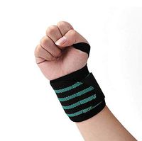 Professional Wrist Elbow Knee Wraps Elastic Straps Brace Support Protectorv for Weightlifting Workout Bodybuilding Gym Fitness - Light Blue
