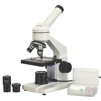 AmScope 40X-1000X Biological Compound Microscope with Prepared and Blank Slides for Student and Kids
