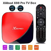 Android 9.0 TV Box 4GB RAM 64GB ROM, RK3318 Quad-Core 64bit Cortex-A53, Penta-Core Mali-450,HDMI 2.0a for 4k@60Hz, 2.4G/5G Dual-Band WiFi, 4K VP9 H.265 1080P Video decoders - Model Number:X88 PRO(Red)