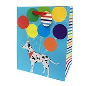 Cute Party Dalmatian Holding Colorful Balloons Novelty Birthday Celebration Party Gift Bag 12.75" x 10.25" x 6"