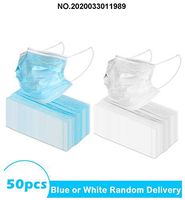 Delivery In 3-5 Days 50pcs 3-Ply Disposable Face ℳāsk with Elastic Earloop Random Color amzon647088431