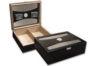 Prestige Import Group - The Delano Contemporary Cigar Humidor with UV Glass Top - Color: Black