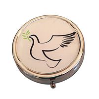 Christian Dove & Olive Branch Silver Three Section Pocket Purse Travel Pill Box Case