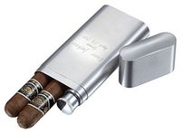Personalized Toledo Brushed Stainless Steel 2 Finger Cigar Case with Flask