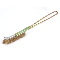 23cm Long Metal Handle Bent Head Brass Wire Cleaning Brush Gold Tone