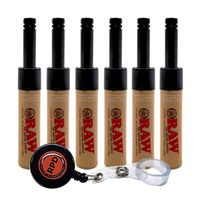Bundle - 7 Items - Clipper RAW Mini Tube Utility Lighter"Black Tops" (1 Set/6 Lighters) with Rolling Paper Depot Lighter Lasso