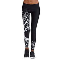Meikosks Women's Sports Yoga Exercise Athletic Pants Classic Fit Printed Leggings Workout Gym Bottom Black