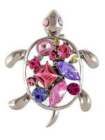 New Petite Silver Amethyst Crystal Rhinestone Opal Sea Turtle Fashion Pin Brooch Creation Party Girls Woman Girl Cheap Design Style Womans | Color - Pink