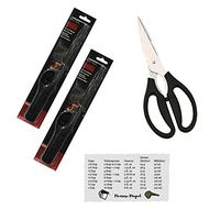 BBQ Lighters for Grill and Kitchen Shears Stainless Steel Bundle. Multi Purpose Long Neck Gas Utility Lighter for Barbecue, Camp Fire or Stove. Heavy Duty Scissors. Bonus Kitchen Measurement Convers