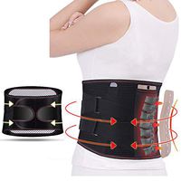 HKKSDM Orthopedic Tourmaline Self-Heating Magnetic Steel Bone Waist Widen Belt Men Women Lumbar Support Back Brace Belt with 3Pcs,Black,L