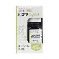 Aura Cacia Discover 100% Pure Grapefruit Essential Oil | GC/MS Tested for Purity | 7.4 ml (0.25 fl. oz.) in Box with Uses Insert | Citrus paradisi