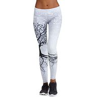 Meikosks Women's Sports Yoga Exercise Athletic Pants Classic Fit Printed Leggings Workout Gym Bottom White
