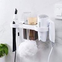 Slivy Punch-Free Ultra-Light Creative ABS Material Hair Dryer Rack Wall Mount Muti-Function Hair Dryer Holders for Bathroom with Plug Storage(White) (Pattern : 3 Cylinder)