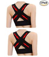 Starmace 2 Pack Women’s Hunchback Posture Position Corrector Back Brace With Chest Push Up Bra Support (S/M, Black)