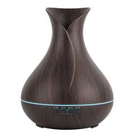 MoKo Aroma Diffuser, 300ML Aromatherapy Essential Oil Diffuser Air Humidifier Purifier, Vase Shape Ultrasonic Mist Maker with LED Lights and Waterless Auto Shut-Off for Home Office Yoga - Wood Grain
