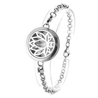 Lotus Perfume Diffuser Locket Bracelet 316L Stainless Steel Bangle Magnetic Randomly Send 5pcs Oil Pads GCVA-568 (A)