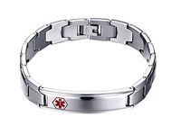 PAMTIER Men's Women's Stainless Steel Medical ID Alert Bracelet Free Engraving