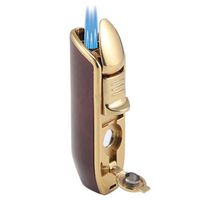 Triple Windproof Flame Torch Jet Refillable Butane Cigar Cigarette Lighter (Wood)